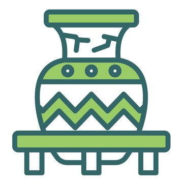 green cracked vase on stand