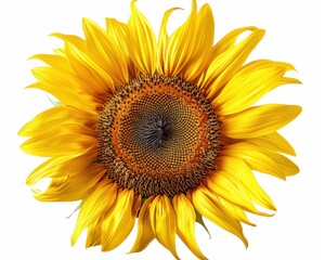 Fototapeta premium Sunflower. Vibrant Yellow Flower with Dark Middle and Seeds Isolated on White Background