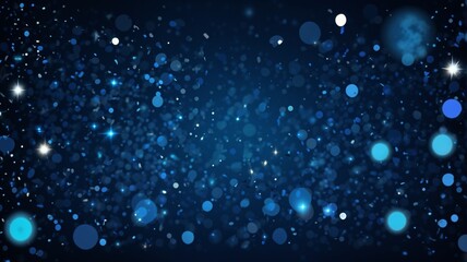 Dark blue blurred background with bokeh lights.