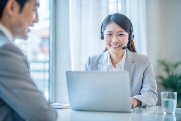 クライアントとビデオ通話を行う日本人サポート担当者
