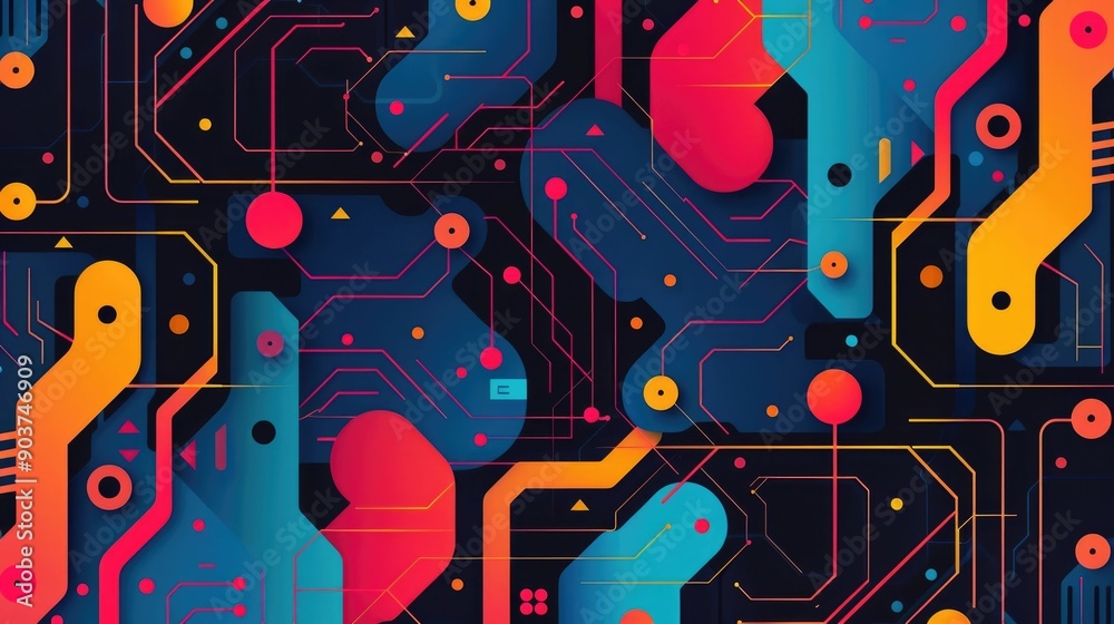 Poster intricate of a complex brain like machine circuit with interconnected nodes energy pathways and vibr