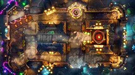 Christmas Battle Map - DnD, RPG Map for Dungeons and Dragons, Game Background, Top View, Winter