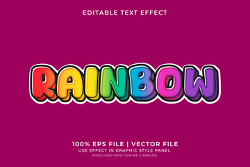 3D Rainbow Text effect editable vector