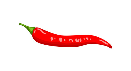 Red hot chili pepper isolated on white background. Vector cartoon flat illustration.