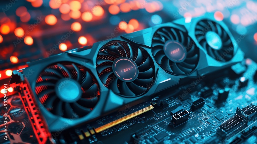 Aufkleber Close-up of a graphics card with three cooling fans