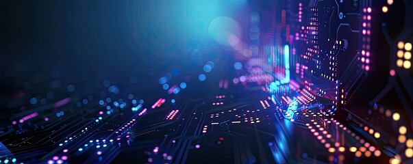 Obraz premium Modern Circuit Board with Glowing Lights