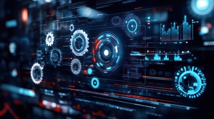 Fototapeta premium Futuristic Interface with Digital Data and Graphical Elements