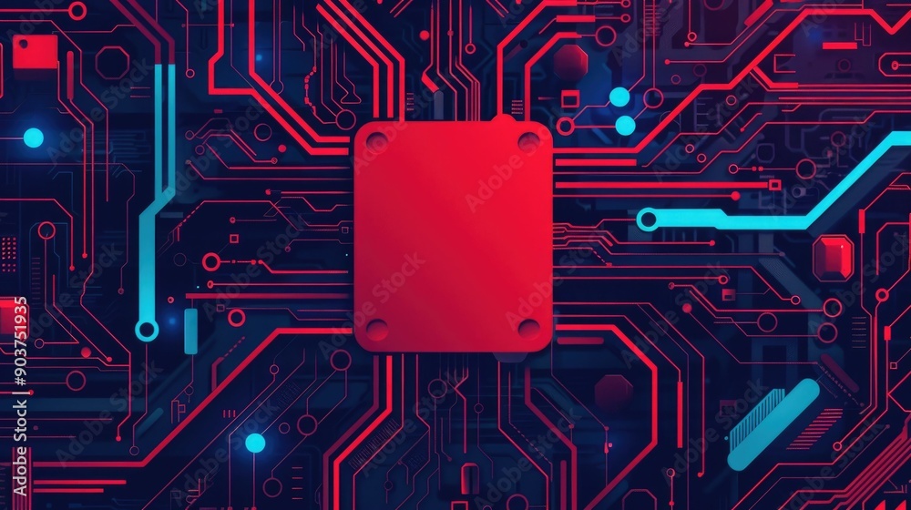 Poster detailed showcasing the complexity and interconnected nature of an system with intricate electronic 