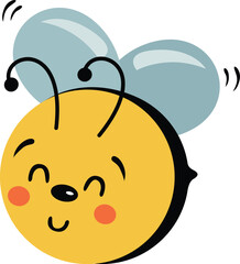 Cute happy bee isolated on white