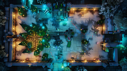 Christmas Battle Map - DnD, RPG Map for Dungeons and Dragons, Game Background, Top View, Winter