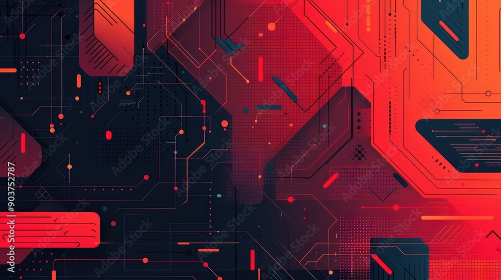 Poster futuristic depicting intricate neural circuit patterns with glowing digital elements complex geometr