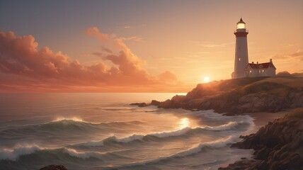 lighthouse, sea, ocean, water, sky, light, coast, landscape, beach, beacon, sunset, island, travel, tower, nature, building, coastline, landmark, crete, summer, architecture, greece, port, navigation,