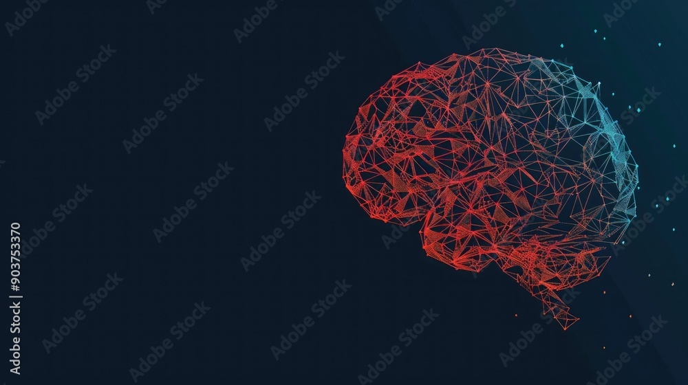 Poster of smart cognitive technology with digital nodes lines and connections representing neural networks 