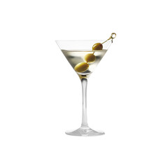 Classic Dry Martini Cocktail with Olives on Transparent Background - Perfect for Cocktail Lovers and Drink Enthusiasts
