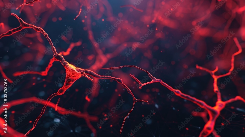 Poster glowing cognitive network visualization with dynamic energy patterns and fractal structures abstract