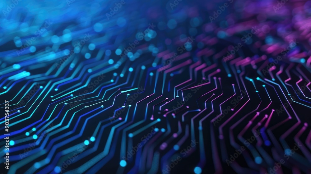 Poster futuristic depicting a machine intelligence network with intricate digital patterns neon colors and 
