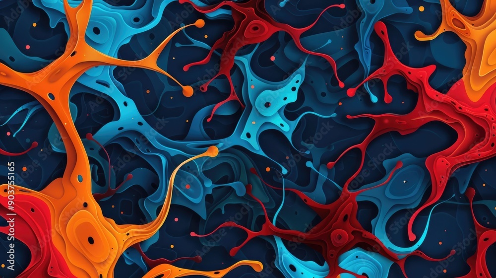 Poster vibrant and captivating depicting the complex and intricate neural connections and patterns of an in