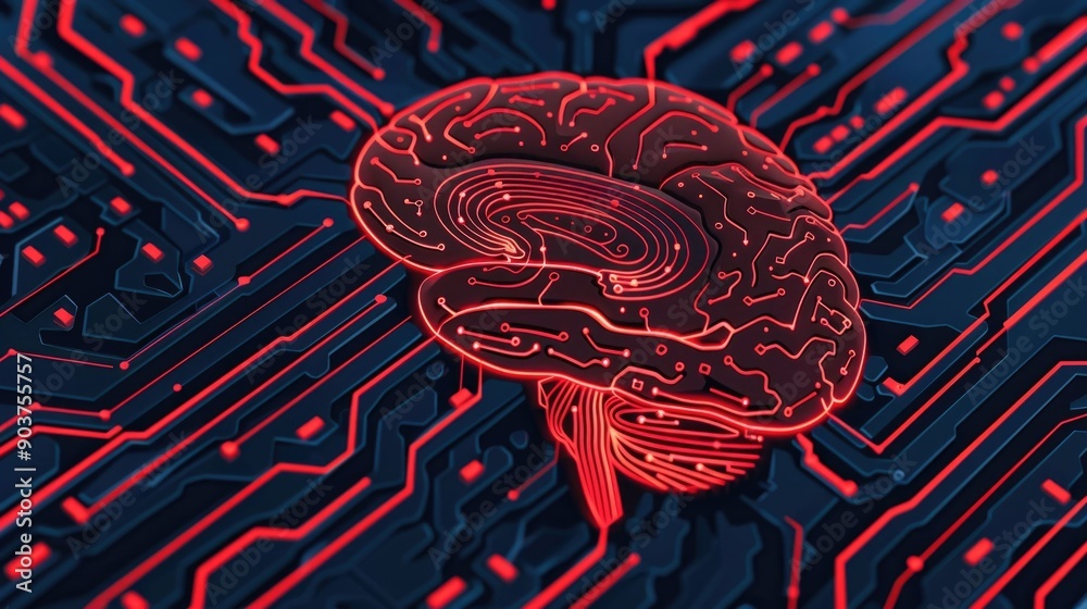 Poster depicting the intricate patterns and connections of a cognitive machine system the image showcases a