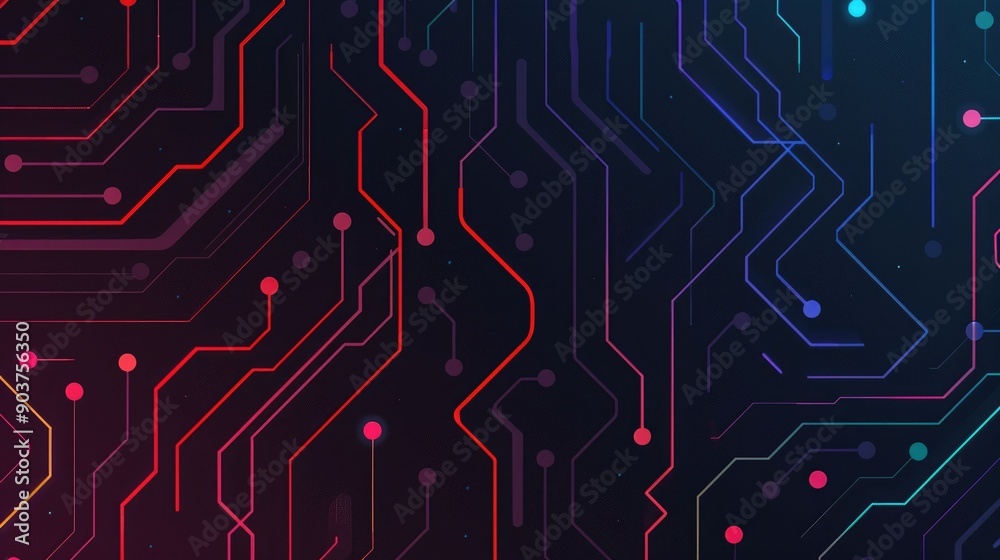 Fototapete Vibrant depicting the interconnected nature of complex machine learning algorithms  The intricate patterns and glowing neon colors create a dynamic
