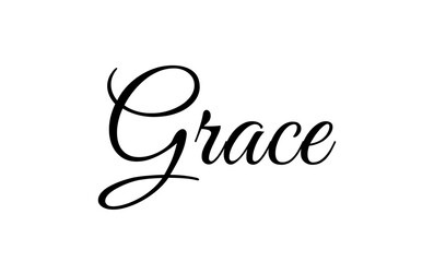 Grace - Christian Baby Name for Girl, Script Style Vector Illustration Isolated on Transparent Background, for Baby Shower Invitations, Personalized Gifts, and Clothing Prints