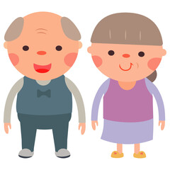 Illustration of a cute old couple