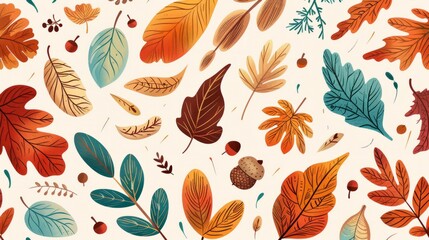 Obraz premium A variety of leaf shapes. Oak maple, and other deciduous tree leaves