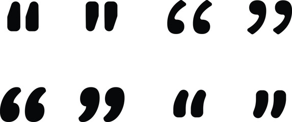 Quote icons. Set of quotation mark signs on transparent background. Template for text box.