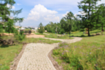 Blur background of playground at public park.