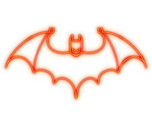Obraz premium Glowing yellow, orange neon Halloween bat icon 