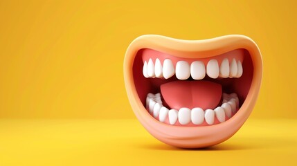 cartoon smiling mouth on yellow background