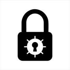 Closed padlock with keyhole silhouette on white background. Padlock icon vector sign illustration design.
