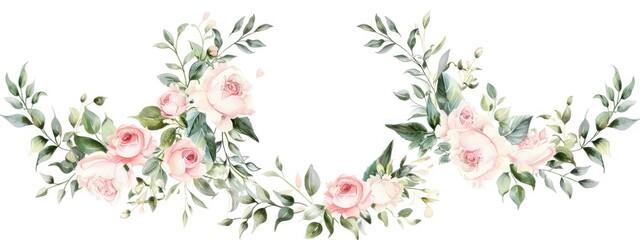 Watercolor Floral Arrangements with Greenery