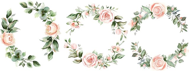Delicate Floral Wreaths with Pastel Roses