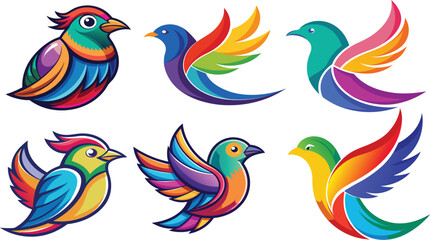 Obraz premium bird1 colorful bird vector logo set