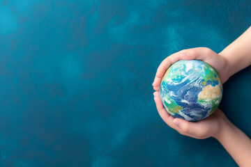 earth in hands of child, nature and environment susatainability generative ai