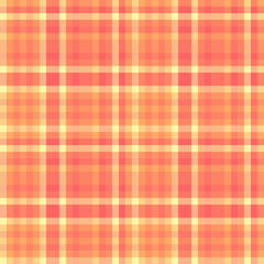 Glen texture plaid fabric, creation check pattern background. Material tartan seamless vector textile in red and orange colors.