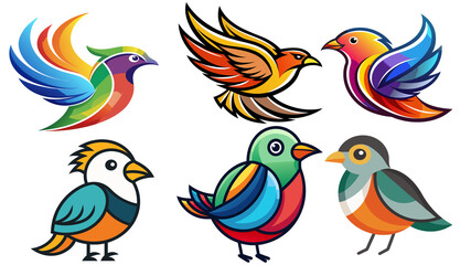 Fototapeta premium colorful bird icon set 