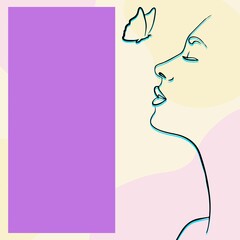 linear drawing of a face, graphic design