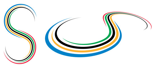 Colorful Olympic Games background or banner. Olympic modern lines with 5 correct colors.