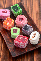 Turkish delight candy . Rahat lokum photography