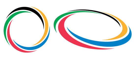 Colorful Olympic Games background or banner. Olympic modern lines with 5 correct colors.