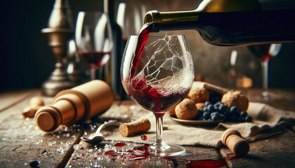 the scene with the broken wine glass represents the fight against alcoholism