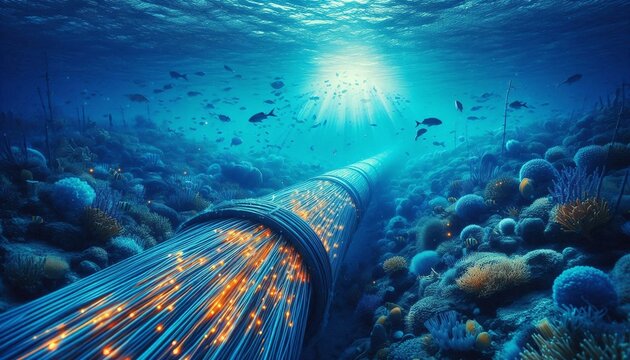 optical cable on the seabed