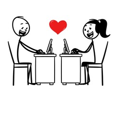 A couple is dating via social media