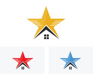 Star house real estate logo template design, icon, symbol
