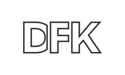 DFK logo design template with strong and modern bold text. Initial based vector logotype featuring simple and minimal typography. Trendy company identity.