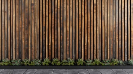 Fototapeta premium Seamless design of modern wall panels with vertical wooden slats, perfect for architectural backgrounds