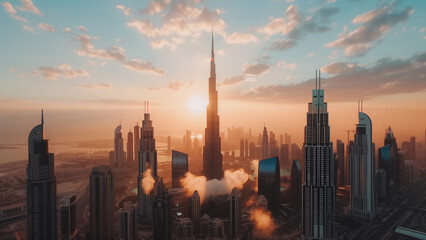 Fototapeta premium Skyline Splendor: Wealth and Architecture in the Middle East