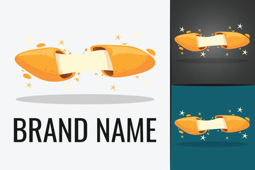 Chocolate biscuit Fortune Cookie. Traditional Chinese Treat cookies snack logotype luck paper inside