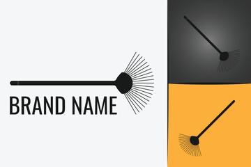 Garden rake logo. Gardening leaf work tool rakes logotype.  Agriculture ground cultivator tool rake for leaves